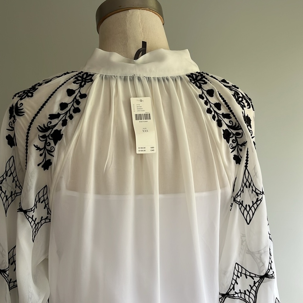 BY ANTHROPOLOGIE LONG-SLEEVE TIE-NECK EMBROIDERED BLOUSE - Picture 9 of 13
